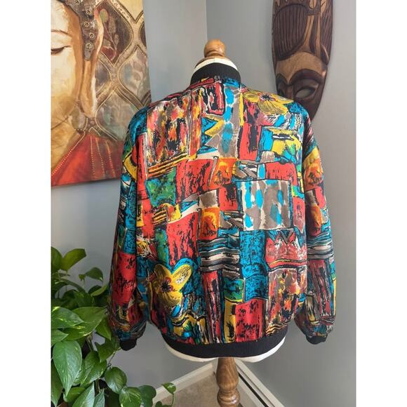 Vintage 1980’s Rainbow and Floral Bomber Jacket - Picture 8 of 9